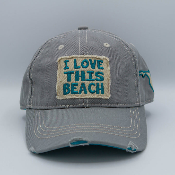 Gray/Blue "I Love This Beach"